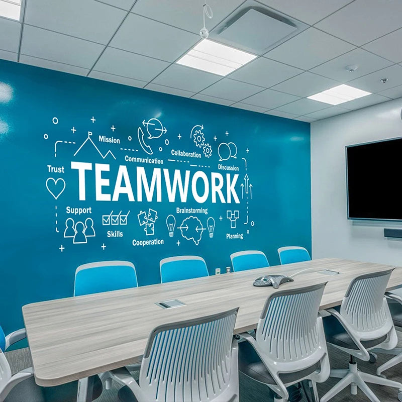 Large Teamwork Office Wall Decal Inspirational Quote Teamwork Cooperation Plan Vinyl Wall Sticker For Office Decoration