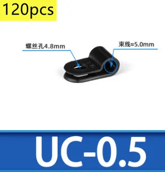 120pcs/bag Nylon R-Type Cable Clip buckle Wire Clamp line Organizer Hose Mounting Fixed Fasteners Hardware Electrical