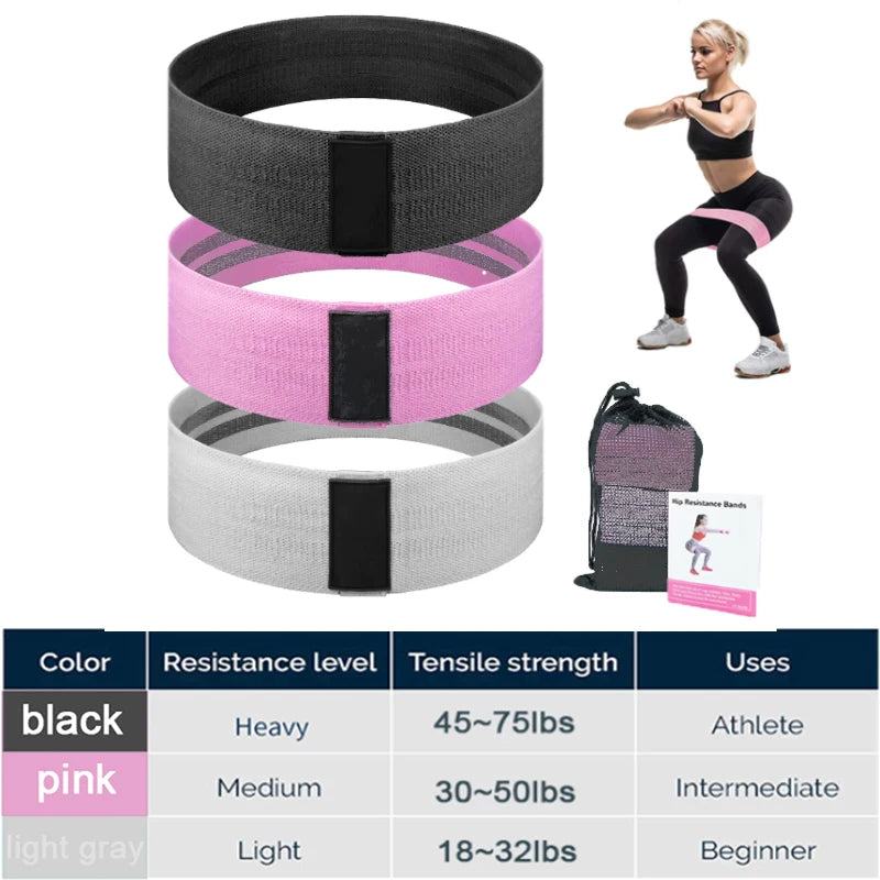 MKAS Fitness Long Resistance Bands Workout Fabric Set Exercise Elastic Booty Bands For Pull Up Woman Assist 3-Piece Leg
