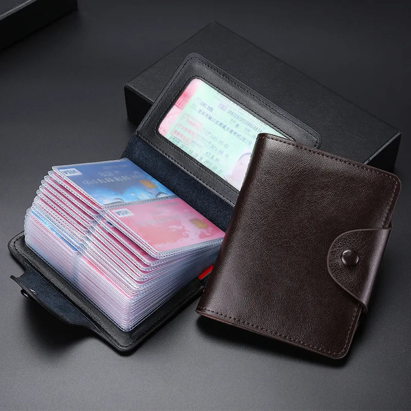 New Genuine Leather Function 40 Bits Card Case Business Card Holder Men Women Credit Passport Card Bag ID Passport Card