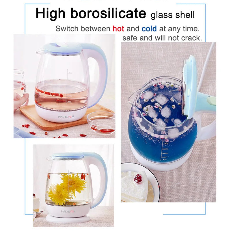High Borosilicate Glass Kettle transparent blue light boiling water household kettle automatically power off prevent