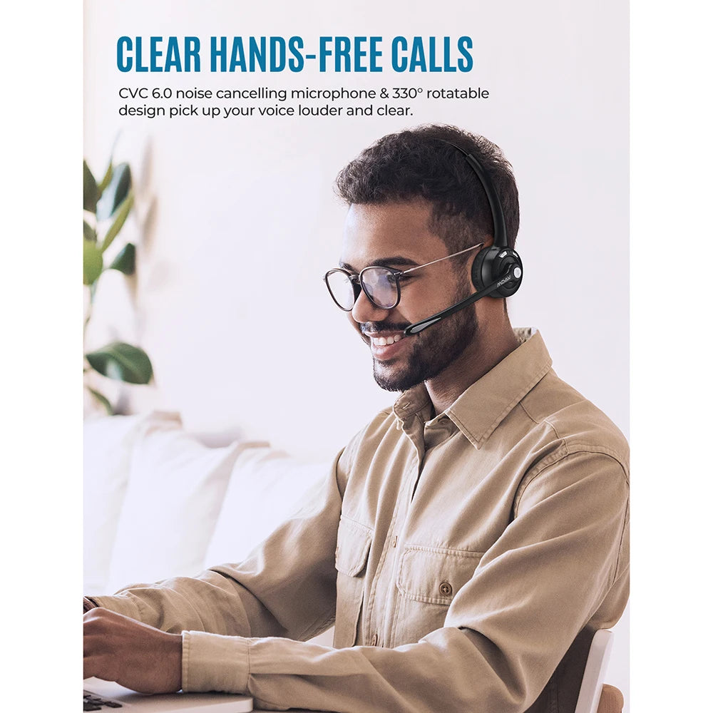 1/2 pack Mpow Pro Office Wireless Bluetooth V5.0 headphone With Microphone 13H Talking Time For Driver Call Center