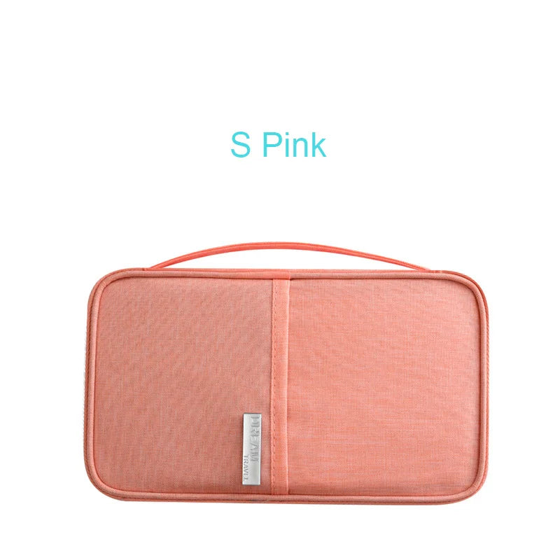 Family Passports Holder Creative Waterproof Document Case Organizer Travel accessories Document Bag Cardholder - Pink S