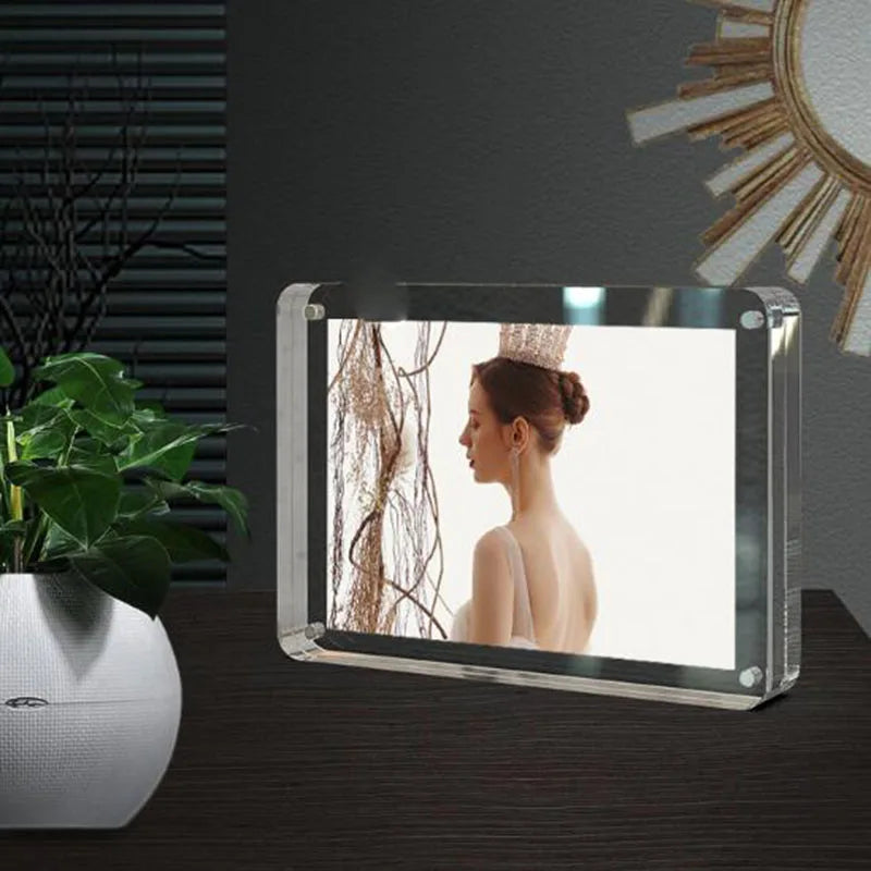 6inch/7inch/8inch Acrylic Photo Frame Crystal Picture Frame Creative Desktop Ornament for Office Home Decor