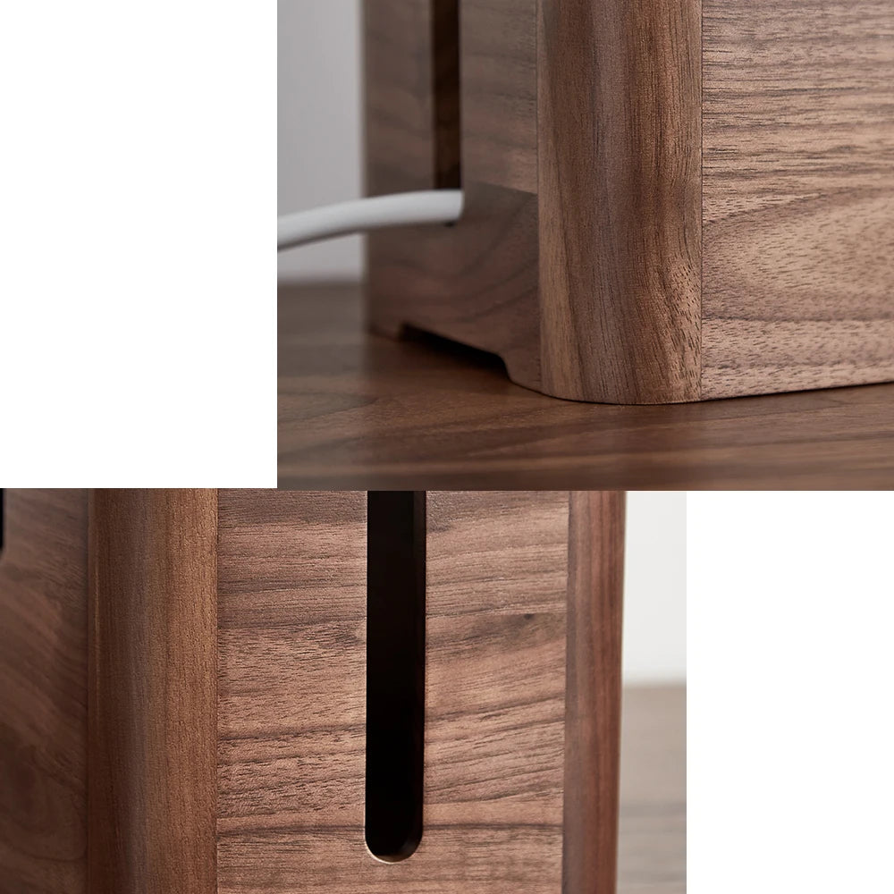 Cable Storage Box Wood Organizer Desktop Clip Holder For TV Box Management Black Walnut Wood Storage Box - CableWinder