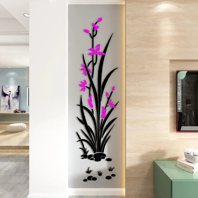 New arrival Narcissus Flower Acrylic wall stickers For Living room Chinese style Office wall decoration Home art wall