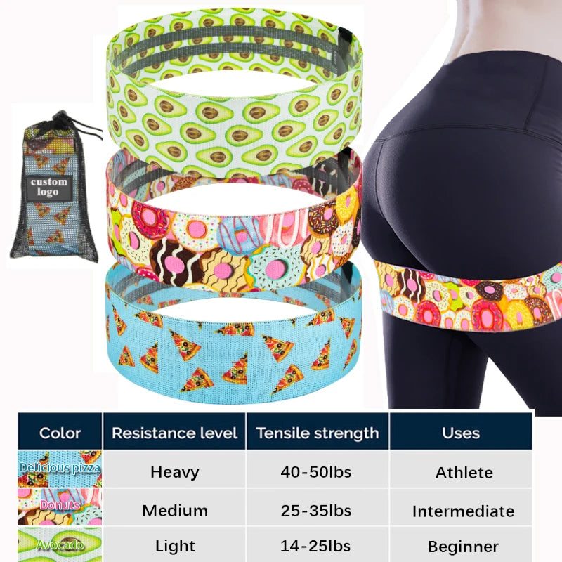 MKAS Fitness Long Resistance Bands Workout Fabric Set Exercise Elastic Booty Bands For Pull Up Woman Assist 3-Piece Leg
