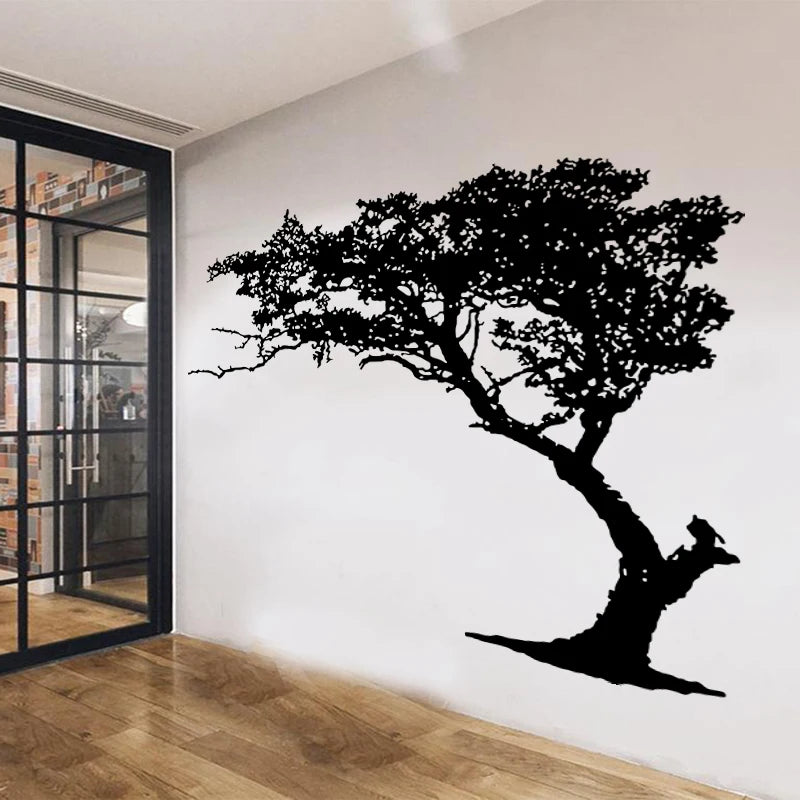 Large Vintage Tree Branch Wall Sticker Retro Trees Leaves Jungle Forest Wall Decal Kids Room Nursery Office Vinyl Home