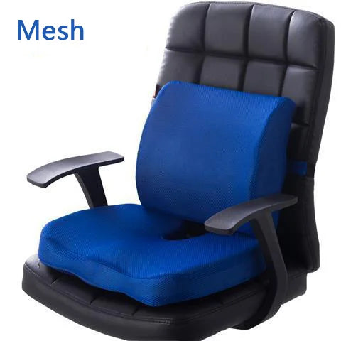 2 In 1 Bamboo Fiber Memory Foam Seat Cushion Back Cushion Slow Rebound Waist Support Set for Home Office Health Care