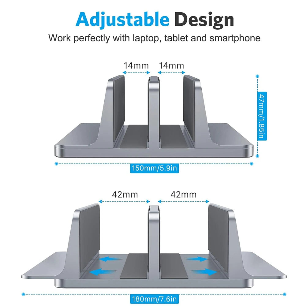 Vertical Laptop Stand Aluminium Adjustable Portable Notebook Mount Support Base Holder For MacBook Pro Air Accessory
