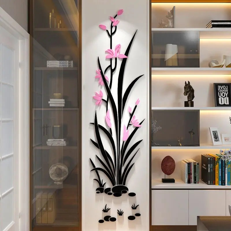new-arrival-narcissus-flower-acrylic-wall-stickers-for-living-room-chinese-style-office-wall-decoration-home-art-wall-decor