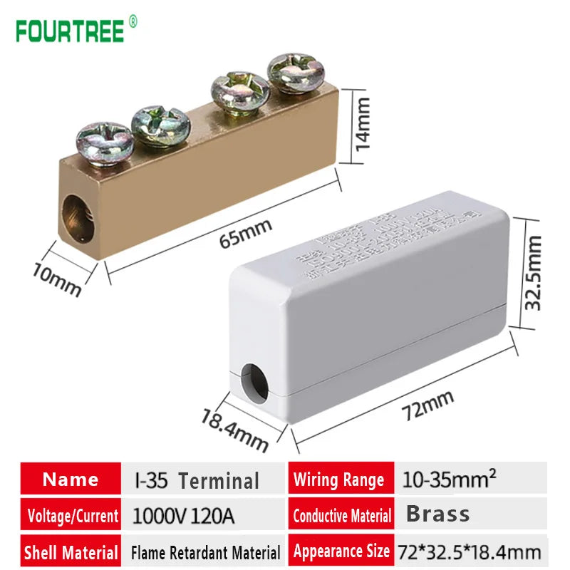 Terminal Block High Power I-Type Wire Cable Connector Quick Electrical Wiring Junction Box I-16/25/35/50 2.5-50mm2