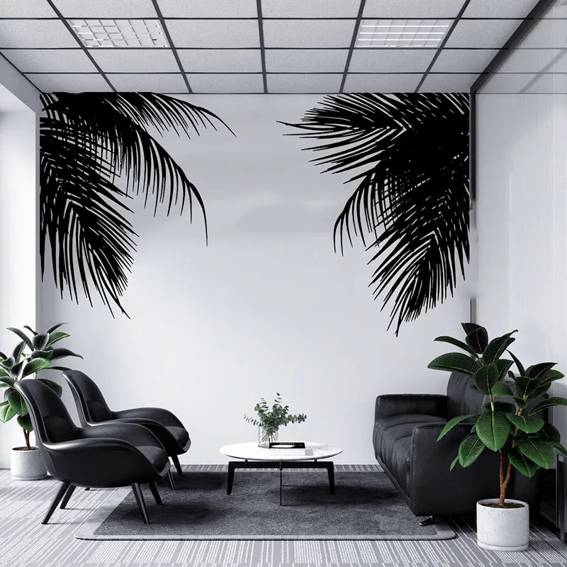Tropical Palm Tree Leaves Wall Sticker Office Kids Room Twigs Palm Branch Leaf Summer Beach Forest LandScape Wall Decal