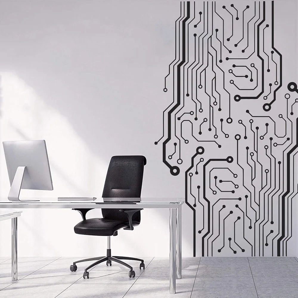 Circuit Board Wall Decal Technology Vinyl Wall Decals Game Gamer Room Decor Sticker Computer IT Sticker Office
