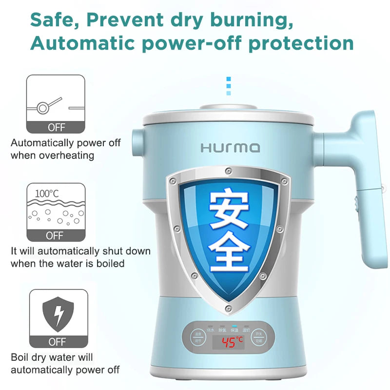 2025 New Xinmei Portable Electric Kettle Kitchen Appliances Electric Kettle Boil Water Home Travel Foldable 800ML