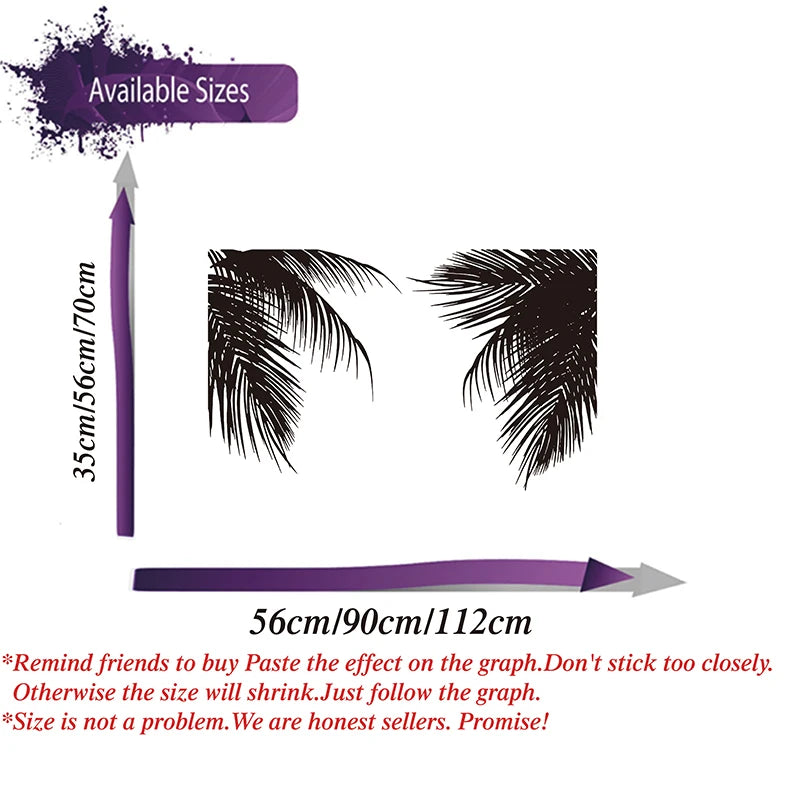 Tropical Palm Tree Leaves Wall Sticker Office Kids Room Twigs Palm Branch Leaf Summer Beach Forest LandScape Wall Decal
