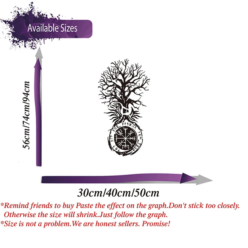 Retro The Inscriptions Of The Ancient Vikings Yggdrasil Tree Wall Sticker Office Bedroom Moon And Sun Wall Decal Living