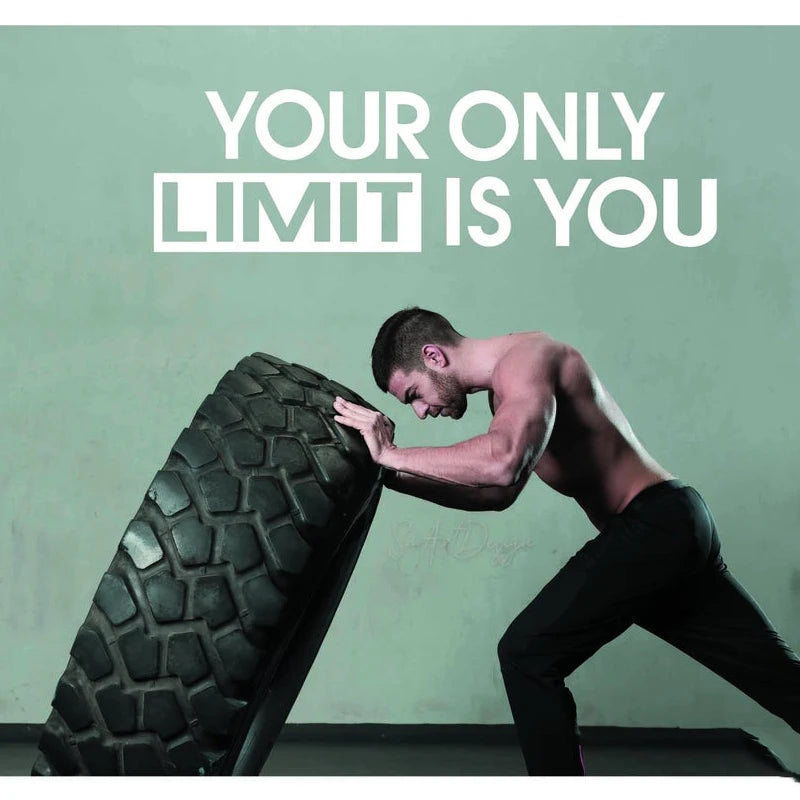 Your only limit is you - Wall decal sticker Gym wall design Office decor Workout motivation Home gym quote Training