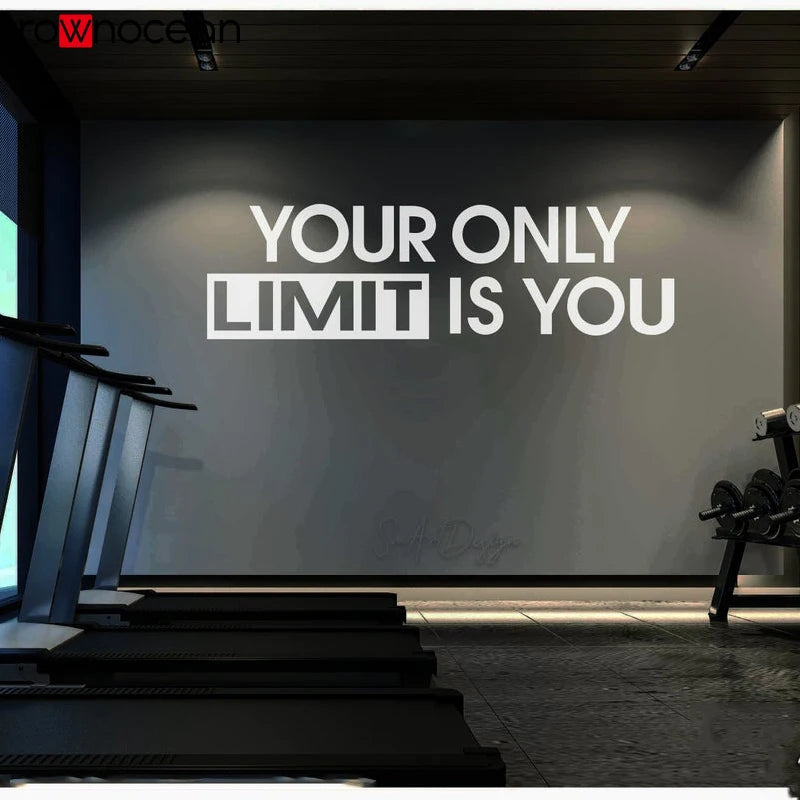 Your only limit is you - Wall decal sticker Gym wall design Office decor Workout motivation Home gym quote Training