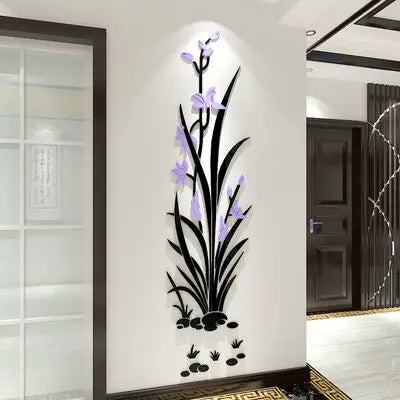 New arrival Narcissus Flower Acrylic wall stickers For Living room Chinese style Office wall decoration Home art wall