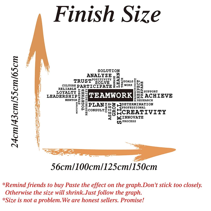 Teamwork Success Office Wall Sticker School Office Team Work Trust Leadership Inspirational Motivational Quote Wall