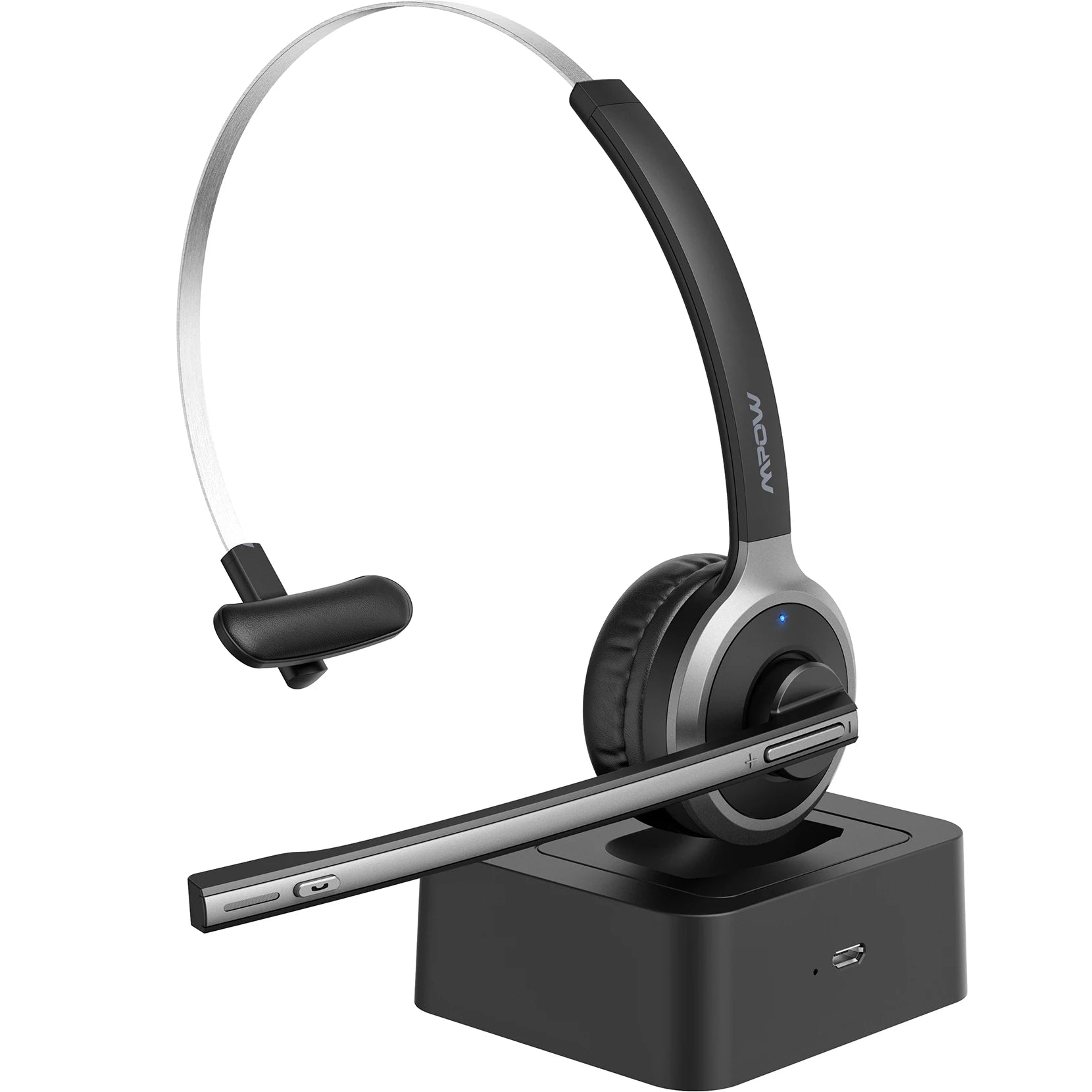 Mpow M5 Pro Bluetooth 5.0 Headphones with Mic Charging Base Wireless Headset for PC Laptop Call Center Office 18H