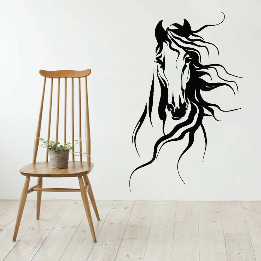 Horse Head Vinyl Wall Decal For Office Pet Animal Stallion Racehorse Wall Stickers Decor Living Room Classroom