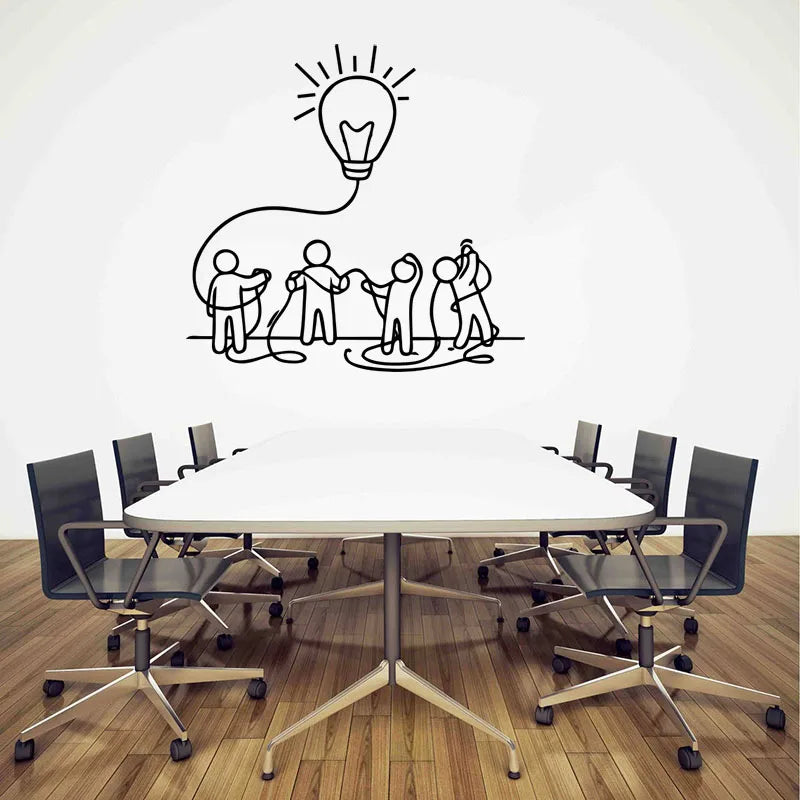 Large Office Teamwork Electric Light Wall Sticker Team Hardwork Success Inspirational Motivational Quote Wall Decal