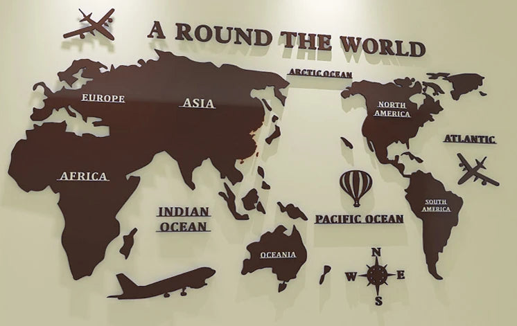 3D Color World Map Acrylic Wall Stickers for Kids Room Living Room Office Decoration Home DIY Art Wall Decor Large Size