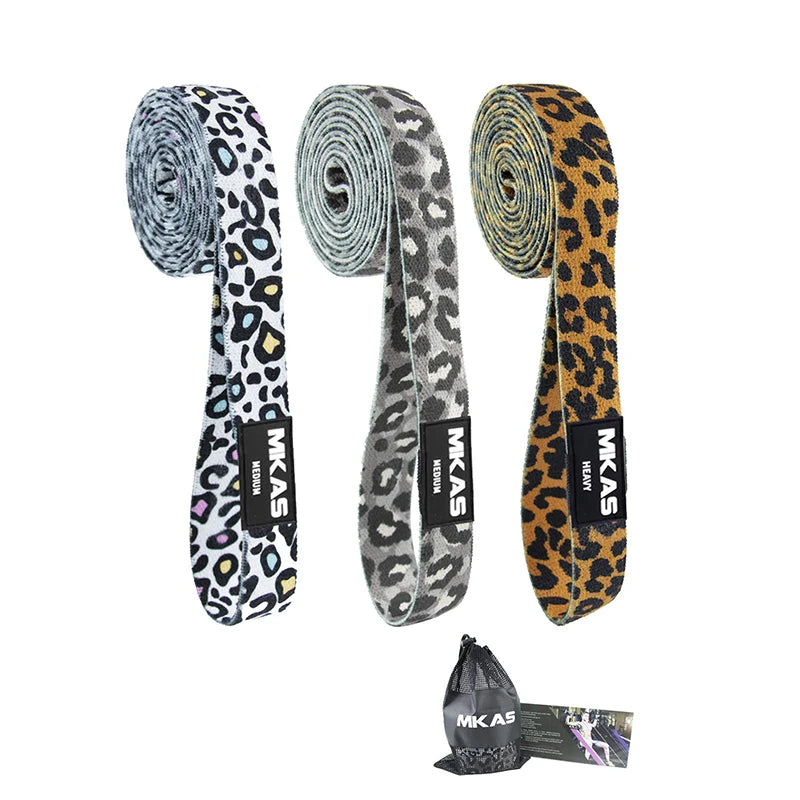 MKAS Fitness Long Resistance Bands Workout Fabric Set Exercise Elastic Booty Bands For Pull Up Woman Assist 3-Piece Leg