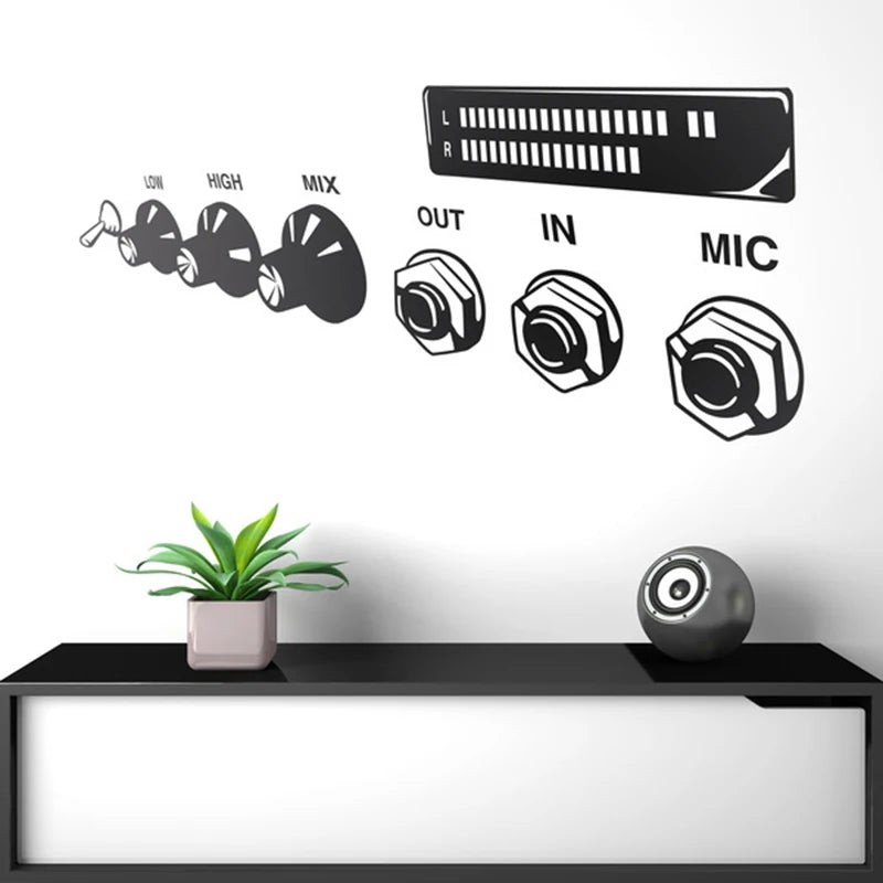 Large Amplifier Head Music Mic Wall Sticker Jazz Rock Music Note Wall Decal Kid Room Office Bedroom Vinyl Decor
