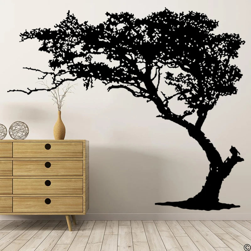 Large Vintage Tree Branch Wall Sticker Retro Trees Leaves Jungle Forest Wall Decal Kids Room Nursery Office Vinyl Home