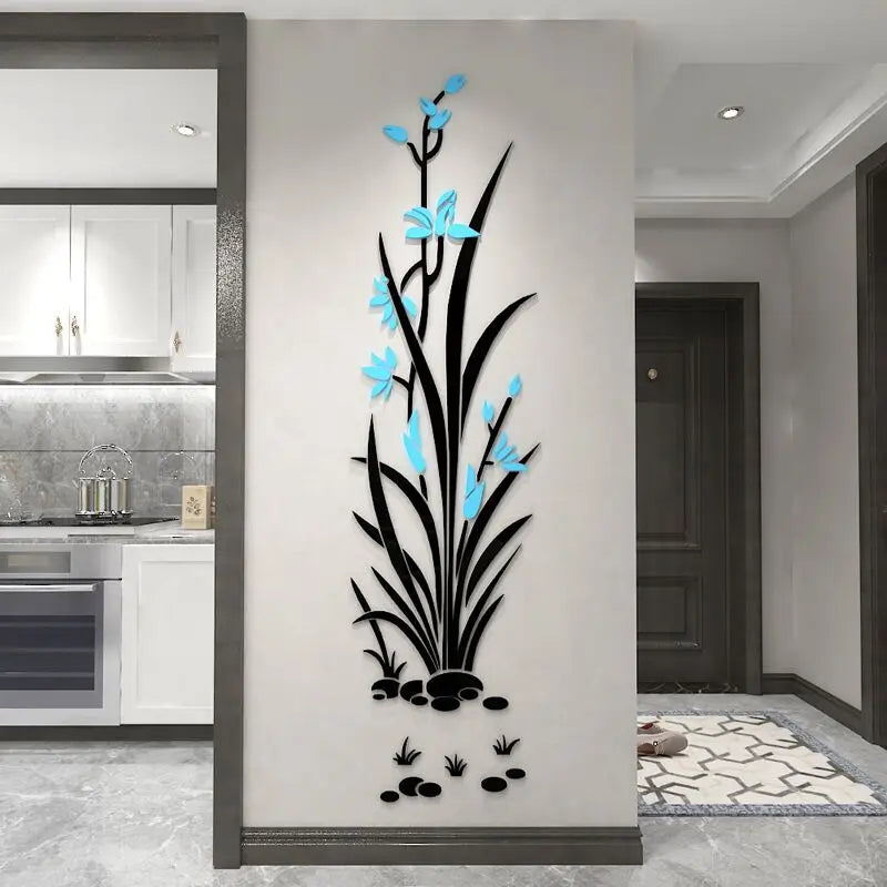 New arrival Narcissus Flower Acrylic wall stickers For Living room Chinese style Office wall decoration Home art wall