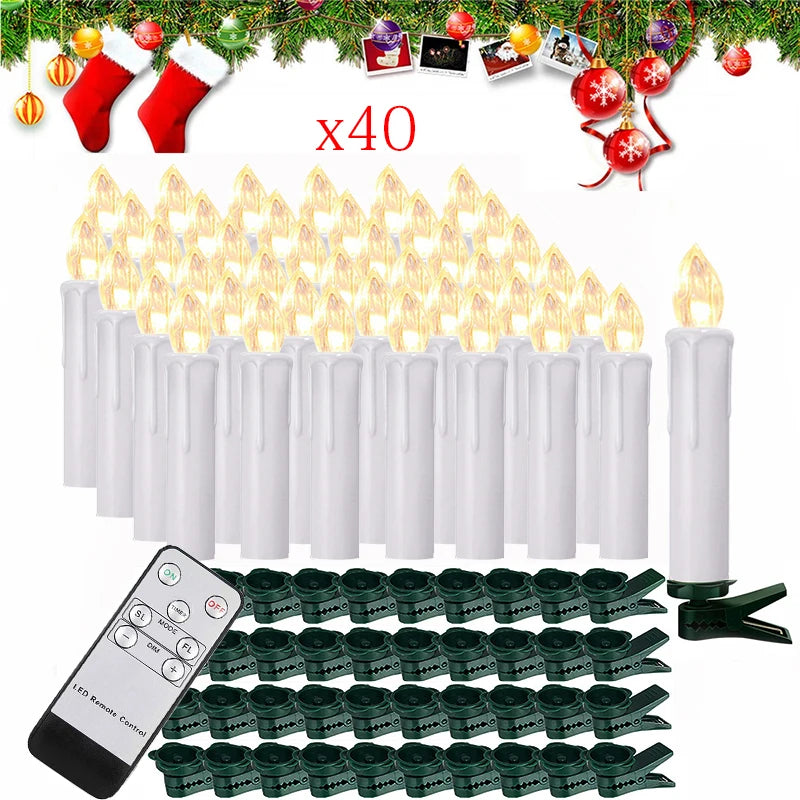 10/20/30/40PCS Candle Light Timer Remote Home Decor Artificial Flameless Led Candle Lamps Waterproof Christmas Candles
