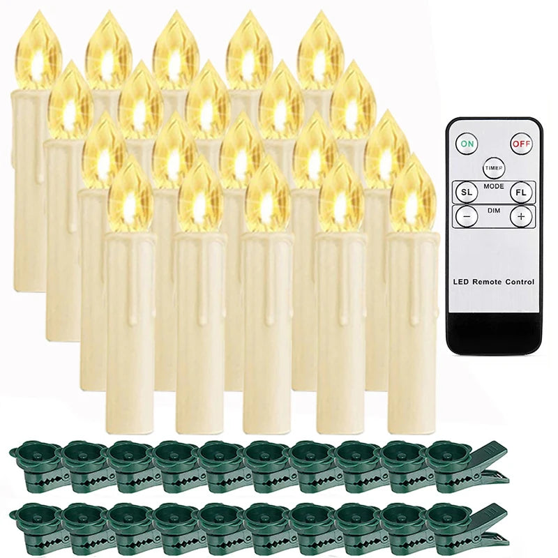 10/20/30/40PCS Candle Light Timer Remote Home Decor Artificial Flameless Led Candle Lamps Waterproof Christmas Candles