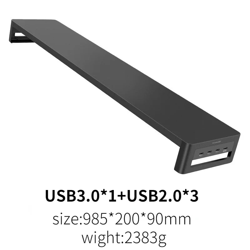 Dual Monitor Stand Holder Metal Riser with Wireless Charging USB Hub Ports Support Transfer Data,Keyboard and Mouse