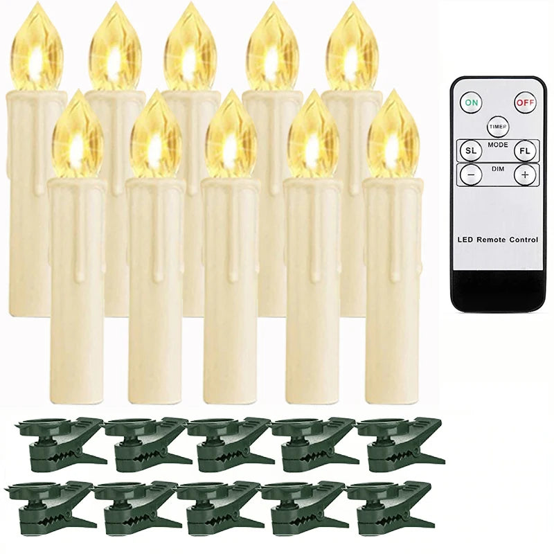 10/20/30/40PCS Candle Light Timer Remote Home Decor Artificial Flameless Led Candle Lamps Waterproof Christmas Candles