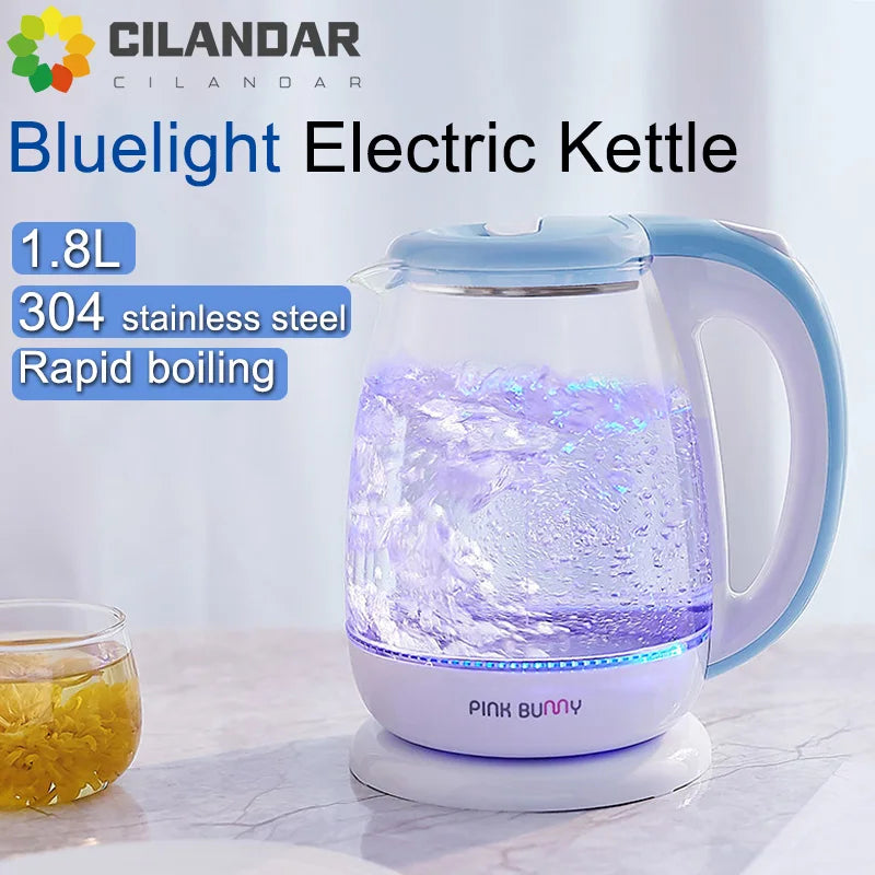 High Borosilicate Glass Kettle transparent blue light boiling water household kettle automatically power off prevent