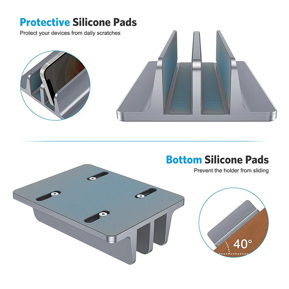 Vertical Laptop Stand Aluminium Adjustable Portable Notebook Mount Support Base Holder For MacBook Pro Air Accessory