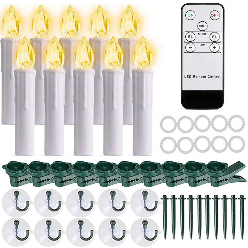 10/20/30/40PCS Candle Light Timer Remote Home Decor Artificial Flameless Led Candle Lamps Waterproof Christmas Candles