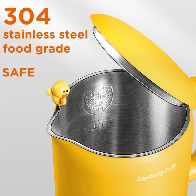 Joy 1.7L oung electric kettle 304 stainless steel double layer anti-scalding boiling water pot 1800W cartoon friend