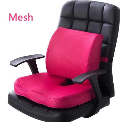 2 In 1 Bamboo Fiber Memory Foam Seat Cushion Back Cushion Slow Rebound Waist Support Set for Home Office Health Care