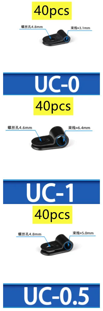 120pcs/bag Nylon R-Type Cable Clip buckle Wire Clamp line Organizer Hose Mounting Fixed Fasteners Hardware Electrical