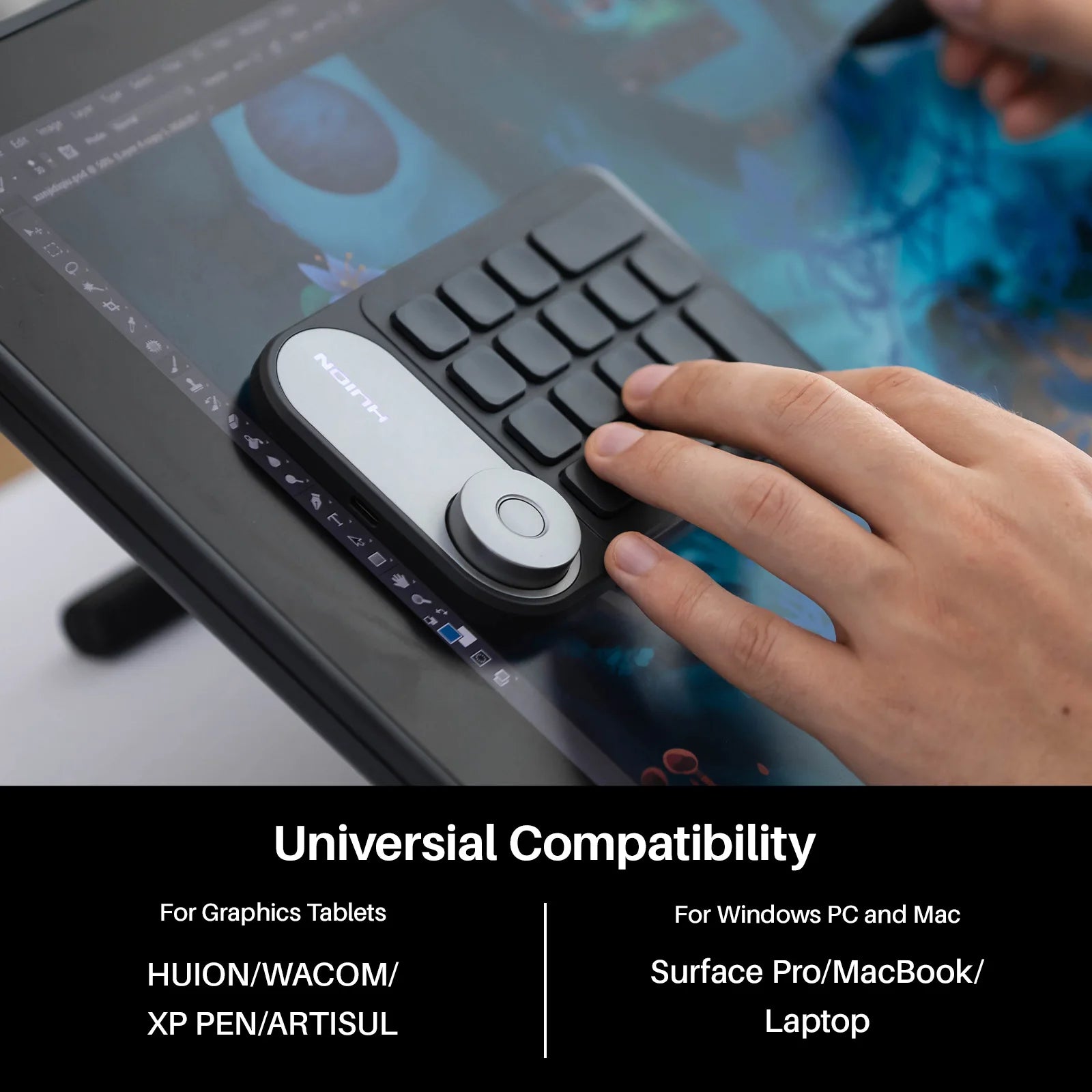 HUION Mini Wireless Keyboard Bluetooth 5.0 Connection Keydial for Graphic Tablets MacOS Windows PC Laptop - Desktop