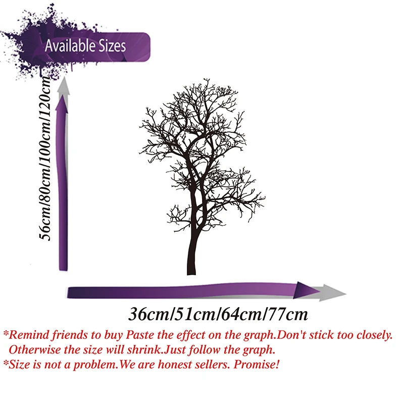 Large Winter Tree Branch Wall Sticker Office Kids Room Jungle Forest Wildlife Wall Decal Bedroom Vinyl Home Decor
