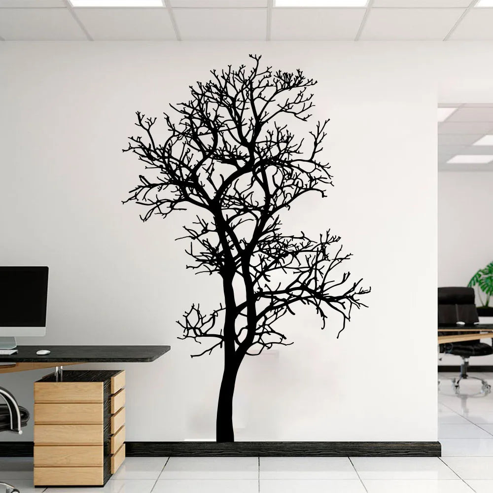 Large Winter Tree Branch Wall Sticker Office Kids Room Jungle Forest Wildlife Wall Decal Bedroom Vinyl Home Decor