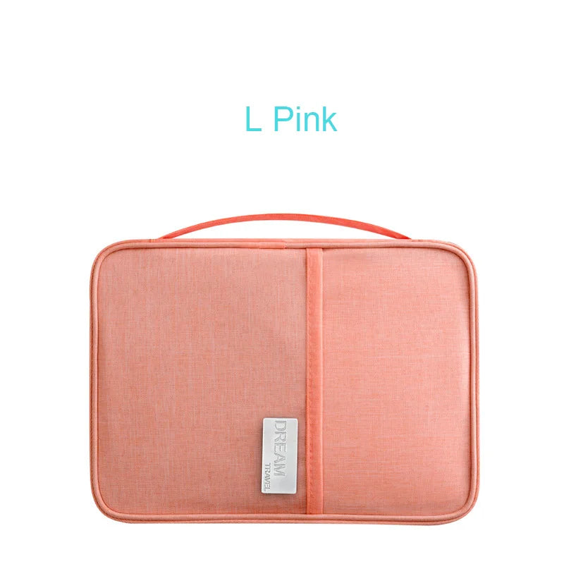 Family Passports Holder Creative Waterproof Document Case Organizer Travel accessories Document Bag Cardholder - Pink L