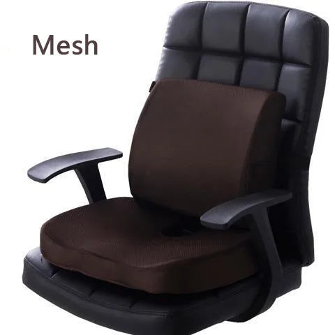 2 In 1 Bamboo Fiber Memory Foam Seat Cushion Back Cushion Slow Rebound Waist Support Set for Home Office Health Care