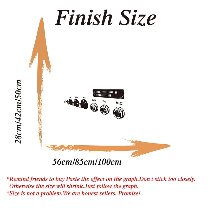 Large Amplifier Head Music Mic Wall Sticker Jazz Rock Music Note Wall Decal Kid Room Office Bedroom Vinyl Decor