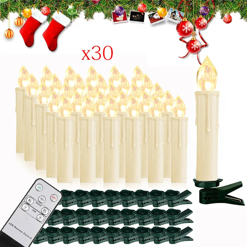 10/20/30/40PCS Candle Light Timer Remote Home Decor Artificial Flameless Led Candle Lamps Waterproof Christmas Candles